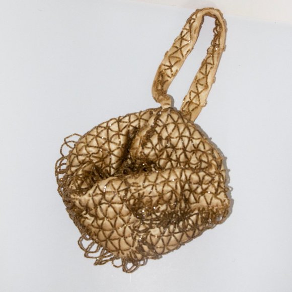 Walborg Gold Satin Beaded Evening Purse - Picture 2 of 4